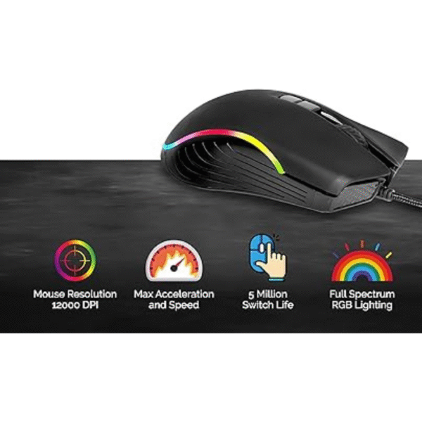 TVS GM122 Champ Wired Gaming Mouse 12000 DPI, 125Hz, 30G acceleration, 5Millions Key Switch Life - Image 4