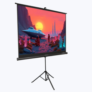 ZEB-PST84A 84' Manuel Projector Screen 4K Support, 4:3 Aspect Ratio, Durable Metal Housing