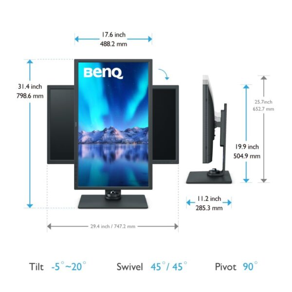 BenQ SW321C 32-Inch 4K UHD PhotoVue Photographer Monitor – 99% AdobeRGB, Hardware Calibrated, HDR, Screen-to-Print Accuracy - Image 6