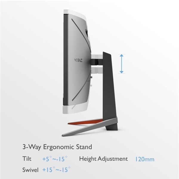 BenQ MOBIUZ EX2710R 27-Inch QHD 165Hz Curved IPS Gaming Monitor | 1ms, HDR400, FreeSync Premium Pro, 1000R, treVolo Speakers, HDMI, DP, USB Hub, Eye-Care, Remote (Metallic Grey) (Copy) - Image 6
