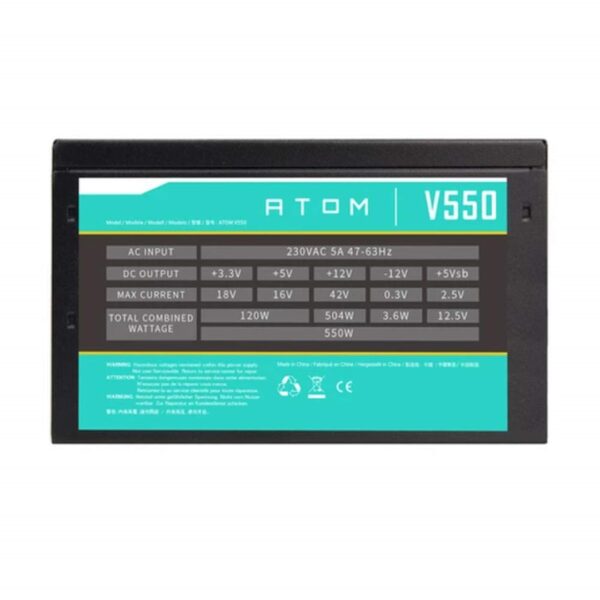 Antec Atom V550 550W Gaming Power Supply – High-Efficiency, Non-Modular PSU for Stable PC Performance - Image 7