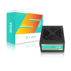 Antec Atom V550 550W Gaming Power Supply – High-Efficiency, Non-Modular PSU for Stable PC Performance