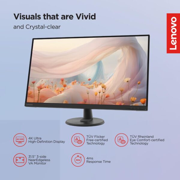 Lenovo D32-40 31.5 VA 60HZ HDMI FHD Monitor, 99%sRGB, 4ms Response Time - Image 2