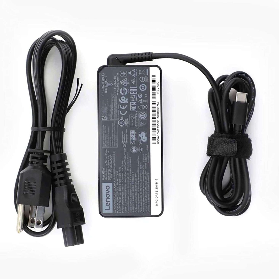 Lenovo 4X20M26274 65W USB Type-C Laptop Adapter Charger | Fast Charging | Wall Mount | Corded Electric | 20V 3.25A | Black