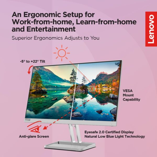 Lenovo L24I-4A 23.8 Inch Ultra Thin IPS Monitor, 100 Hz , 1ms MPRT, 3W speakers - Image 3