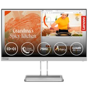 Lenovo L22I-40, 21.5 inch FHD IPS Ultraslim  display, Cloud Grey, 75Hz ,  AMD FreeSync, 2 x 3W speakers