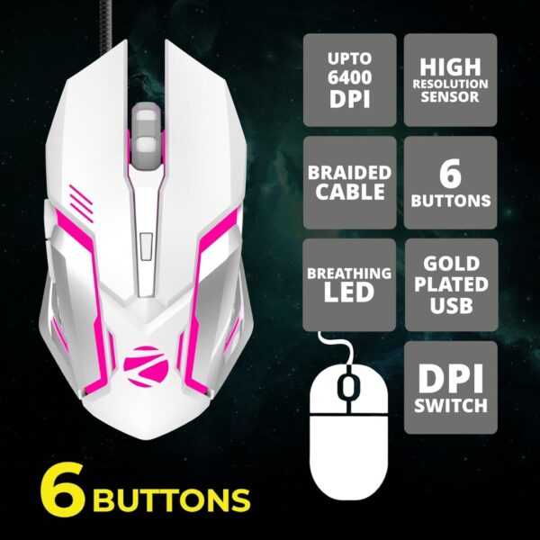 ZEB Keyboard + Mouse Gaming Transformer White - Image 3