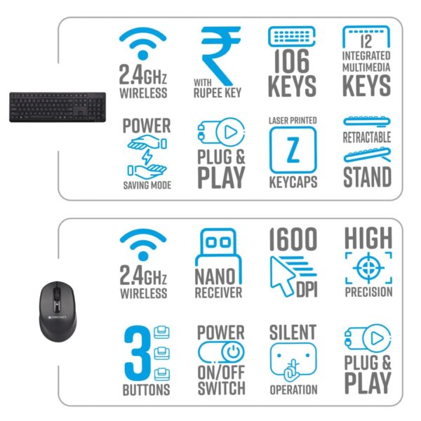 Zebronics Companion 200 Black Wireless Keyboard & Mouse Combo - Image 7