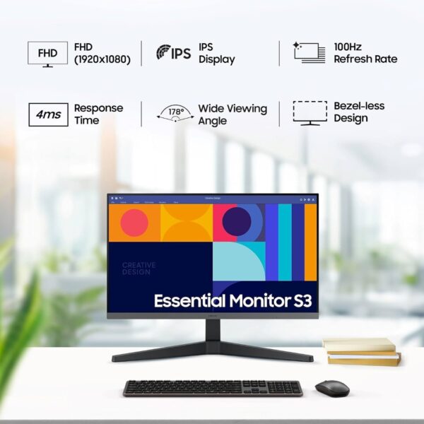 Samsung Essential S3 27Inch FHD IPS Monitor 100 Hz Refresh Rate,  Free Sync, Response Time: 4 ms, LS27C334GAWXXLAMD - Image 4