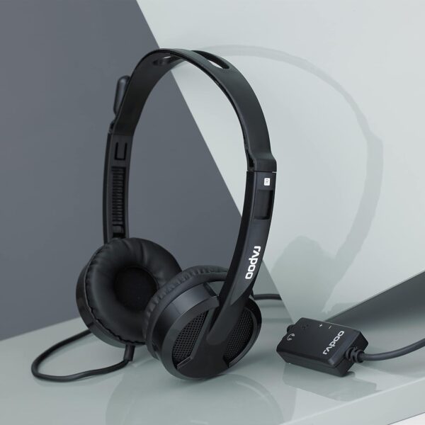 Rapoo H120 USB Stereo Wired Headphone - Black, With Noise-Reduction And Microphone, Compatible withPc/Mac/Laptop/Chrome OS - Image 8