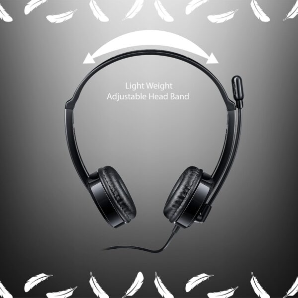 Rapoo H120 USB Stereo Wired Headphone - Black, With Noise-Reduction And Microphone, Compatible withPc/Mac/Laptop/Chrome OS - Image 2