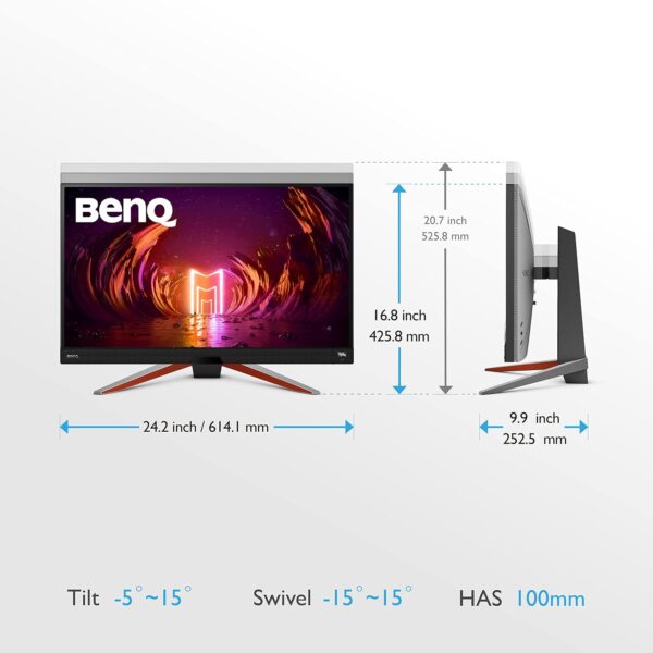 BenQ MOBIUZ EX2710Q 27" QHD 165Hz IPS Gaming Monitor with HDRi, FreeSync Premium, USB Hub, Eye-Care & Built-in Speakers – Height Adjustable & Bezel-Less Display - Image 2