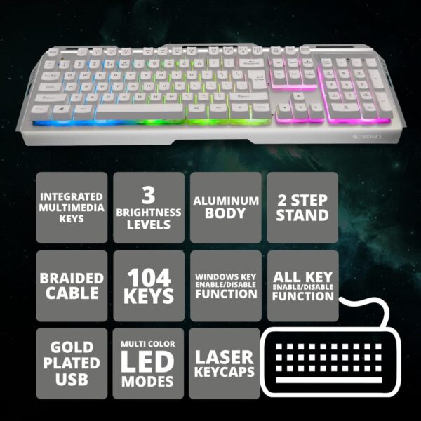 ZEB Keyboard + Mouse Gaming Transformer White - Image 5