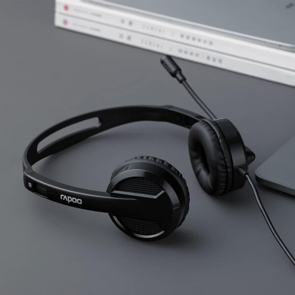 Rapoo H120 USB Stereo Wired Headphone - Black, With Noise-Reduction And Microphone, Compatible withPc/Mac/Laptop/Chrome OS - Image 5