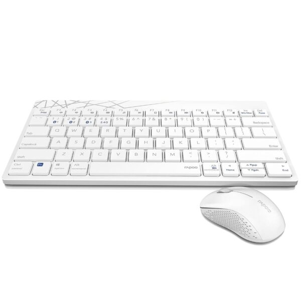 Rapoo 8000M White Combo Bluetooth Keyboard & Mouse 3.0/4.0 Wireless 2.4 GHz, 1300 DPI, 9M Battery Life
