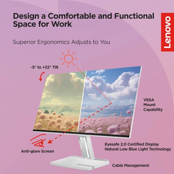 Lenovo L27I-4A 27 Ultra Thin IPS Monitor, 99%sRGB, 100Hz, 2×HDMI 1×VGA Ports, 2×3 Watts Speaker, 3 Year Warranty - Image 3