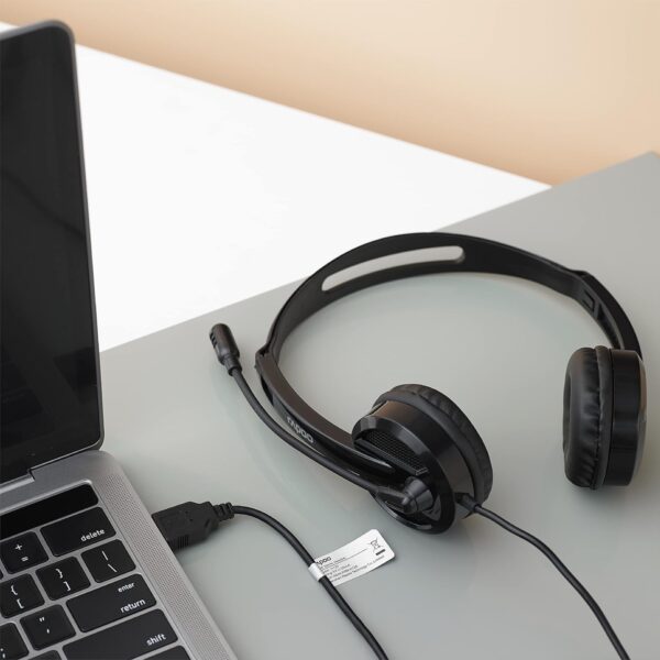 Rapoo H120 USB Stereo Wired Headphone - Black, With Noise-Reduction And Microphone, Compatible withPc/Mac/Laptop/Chrome OS - Image 3