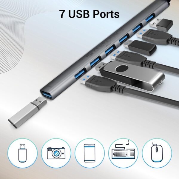 Zebronics 700HB HUB, USB USB / Type-C, 7 USB ports, 5Gbps USB 3.0 Transfer speed - Image 6