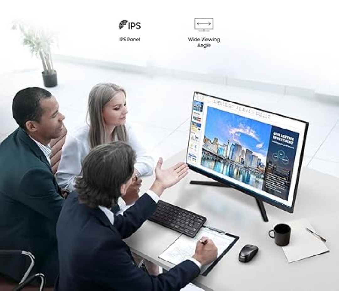 Samsung 22-INCH FHD IPS Flat Monitor, 75HZ, AMD Freesync, Flicker Free, HDMI, D-SUB (Model: LS22C310EAWXXL, Black) - Image 2