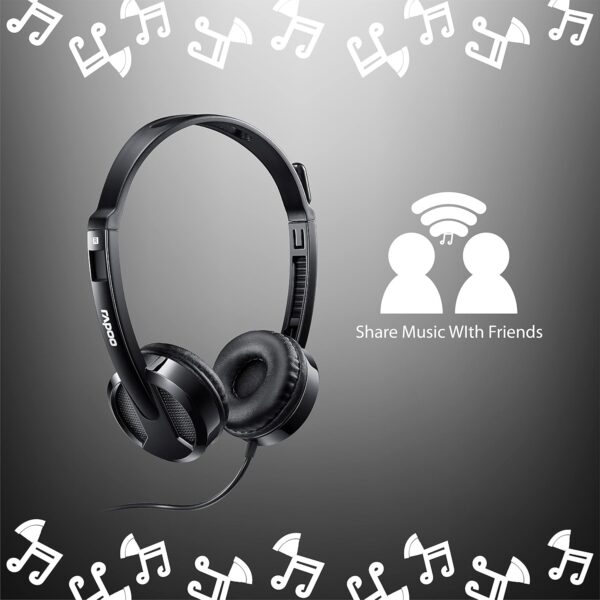 Rapoo H120 USB Stereo Wired Headphone - Black, With Noise-Reduction And Microphone, Compatible withPc/Mac/Laptop/Chrome OS - Image 7
