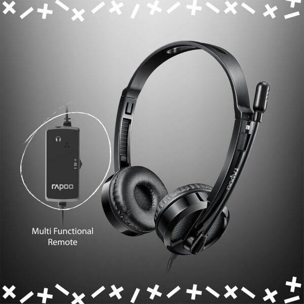 Rapoo H120 USB Stereo Wired Headphone - Black, With Noise-Reduction And Microphone, Compatible withPc/Mac/Laptop/Chrome OS - Image 6