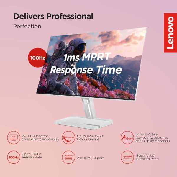 Lenovo L27I-4A 27 Ultra Thin IPS Monitor, 99%sRGB, 100Hz, 2×HDMI 1×VGA Ports, 2×3 Watts Speaker, 3 Year Warranty - Image 5