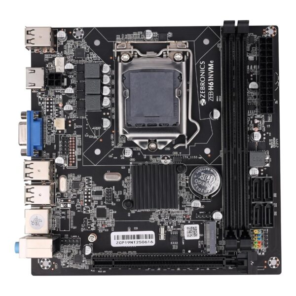 Zebronics H61 Motherboard Supports Intel® i7/i5/i3/Pentium/Celeron, 2 DDR3 dual-channel slots, Realtek 662 3xAudio Jacks