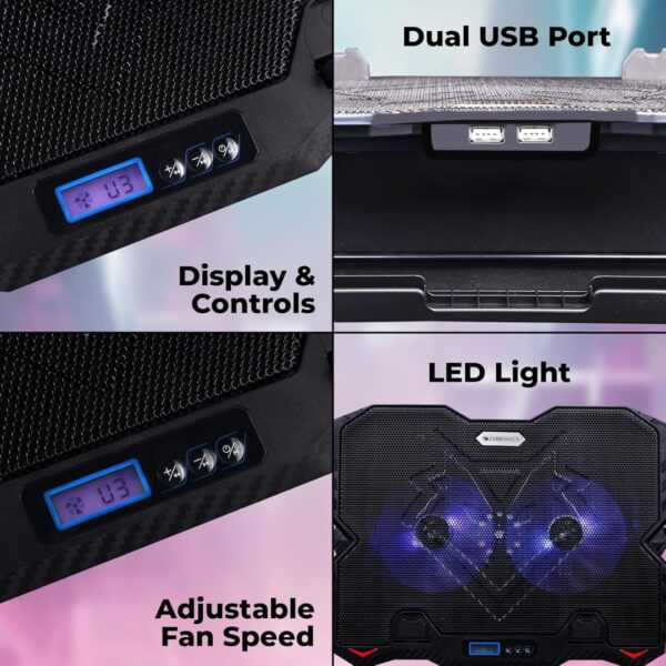 Zebronics A221-ZEB NC5500D Laptop USB Powered Cooling Pad 125mm fans, LED Light - Image 4