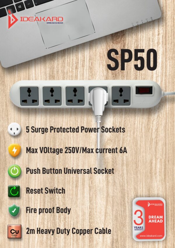 Ideakard 5 Socket Surge SP50
