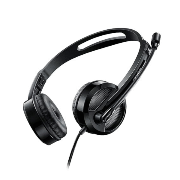 Rapoo H120 USB Stereo Wired Headphone - Black, With Noise-Reduction And Microphone, Compatible withPc/Mac/Laptop/Chrome OS