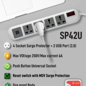 Ideakard 5 Socket Surge SP42U